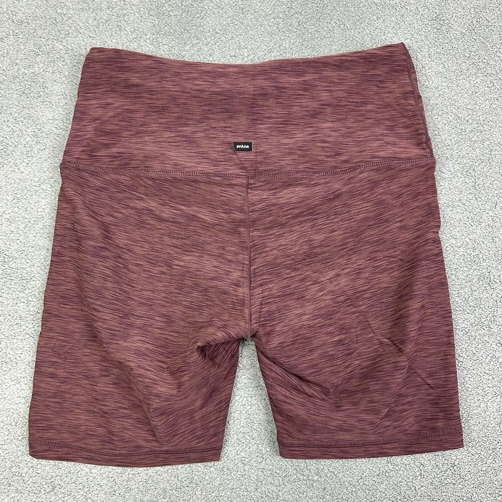 Prana Kimble Shorts Womens Medium Flannel Heather Biker Yoga Athletic Gym NEW - Picture 5 of 12